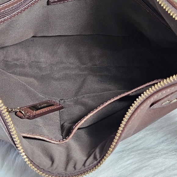 Cole Haan Dark Brown Leather Hobo Bag Braided Leather Details Shoulder Bag - Picture 6 of 12